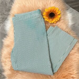 Green Stripe Women’s Capri Pants Pull On Tummy Flattening Sz 12 By Dalia